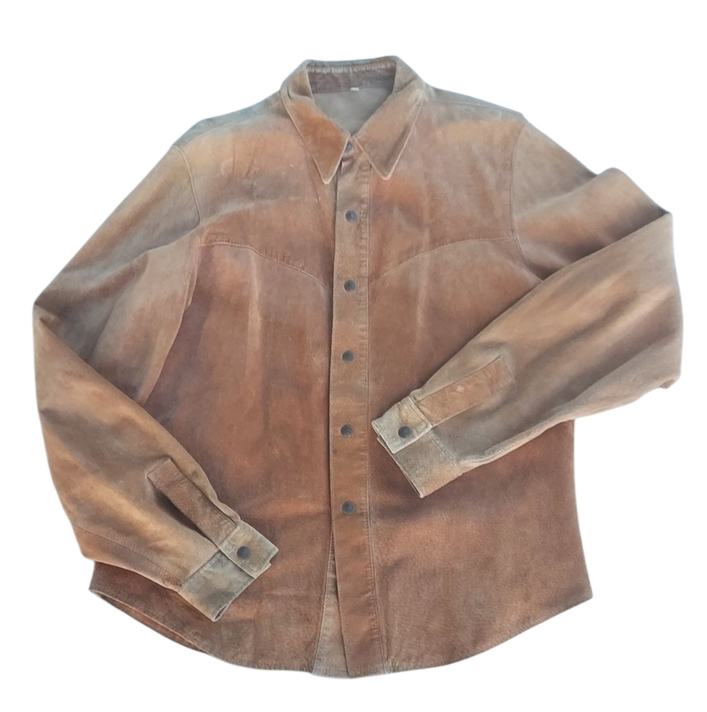 VTG TARGA Mens Leather Suede Button-Up Shirt XL